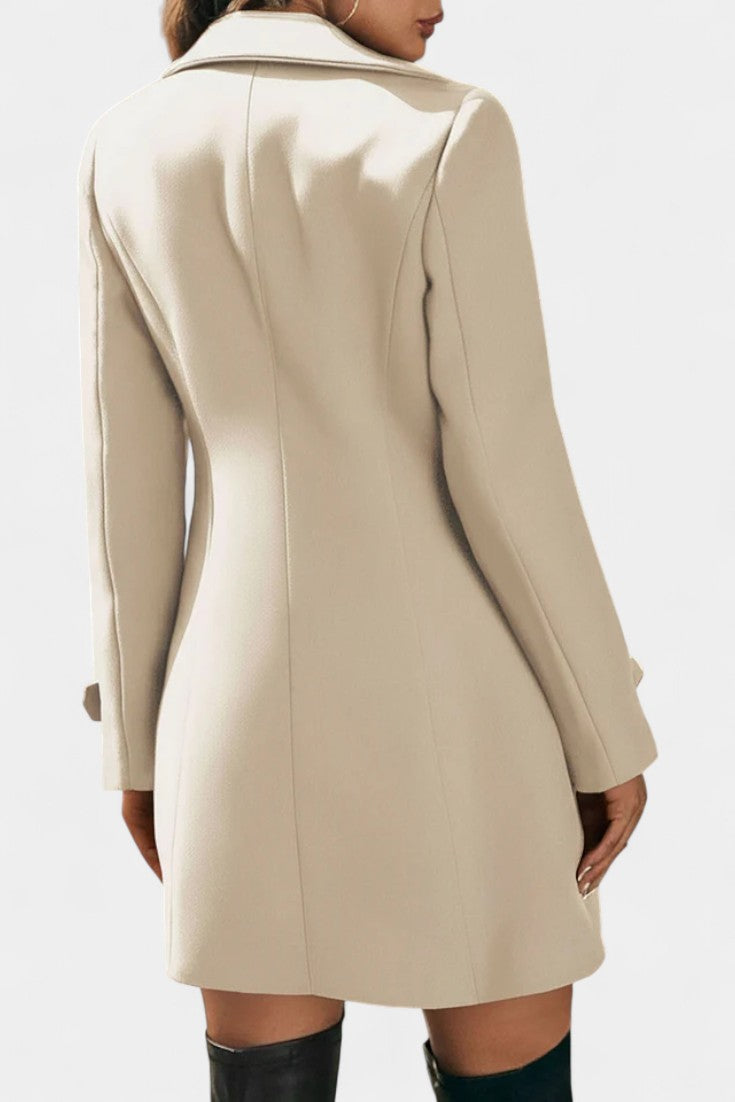 Maïlys Open Coat with Notched Collar and Decorative Buttons