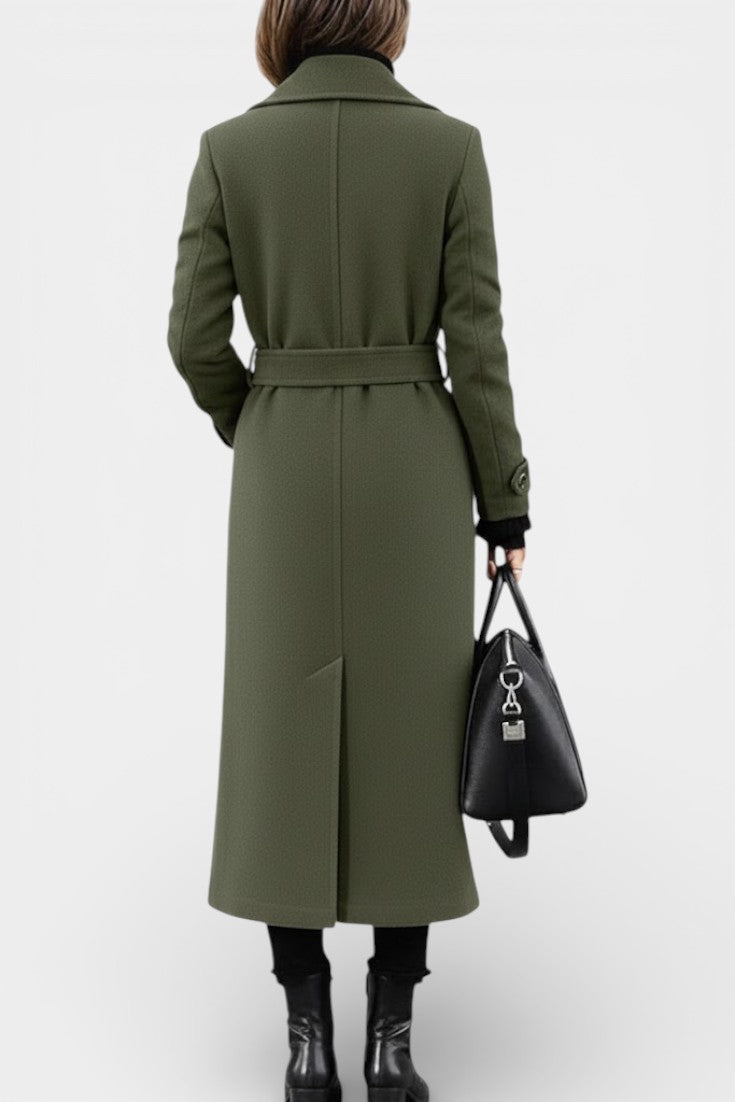 Franka Long Wool Coat with Tailored Fit and Elegant Double-Breasted Design