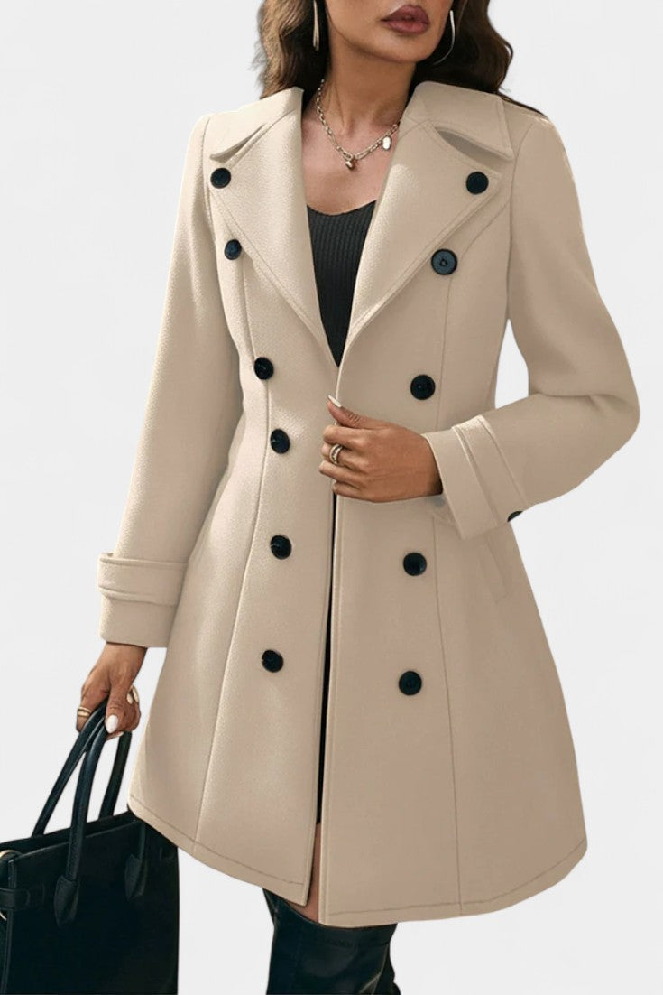Maïlys Open Coat with Notched Collar and Decorative Buttons