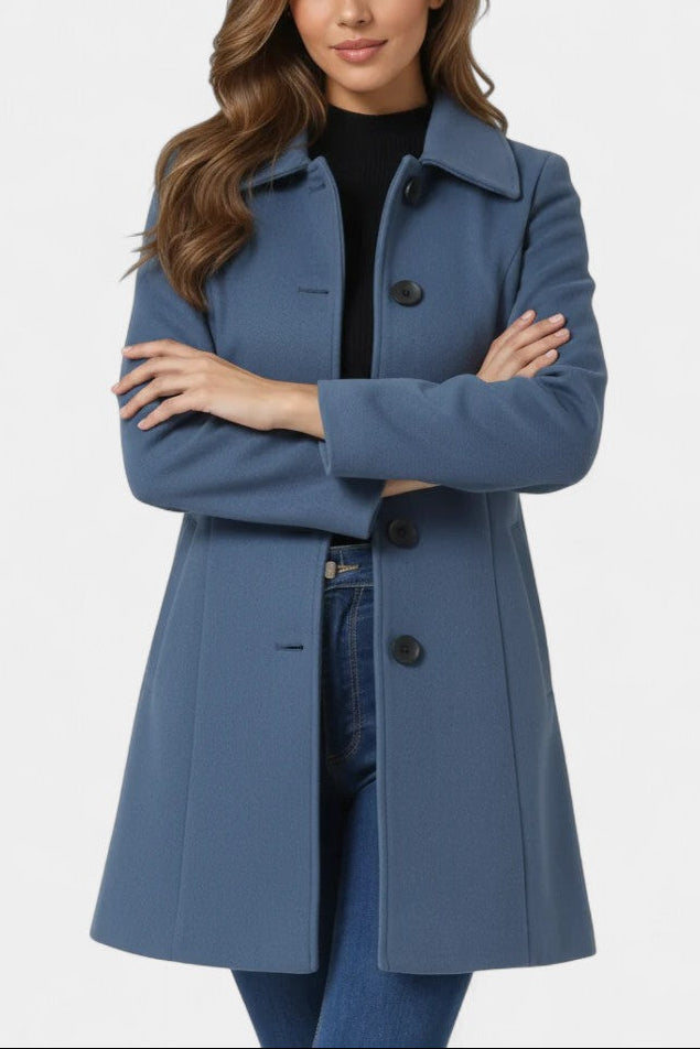 Louane Winter Coat with Single Button and Fitted Waist