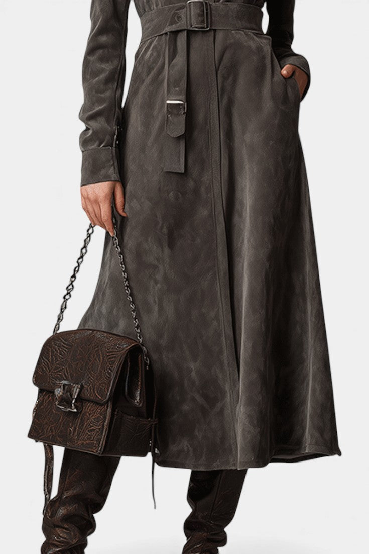Ambria Long Western Chic Coat with Slim Silhouette