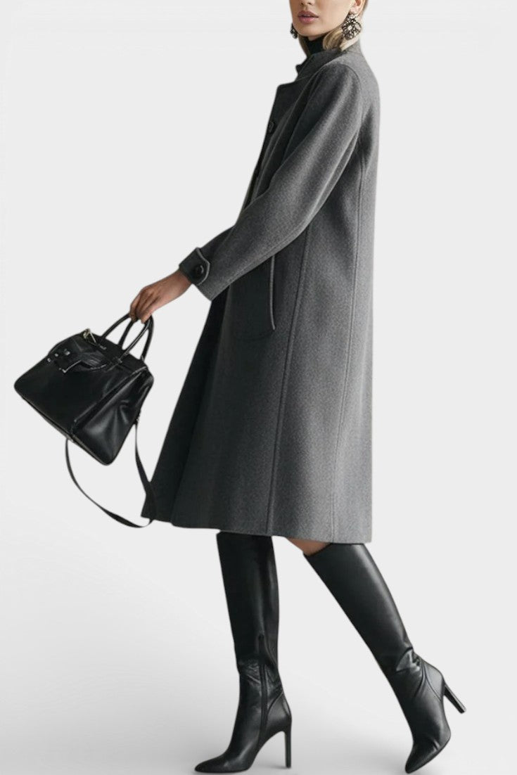 Nicoline Mid-Length Suede Coat with High Collar Vintage
