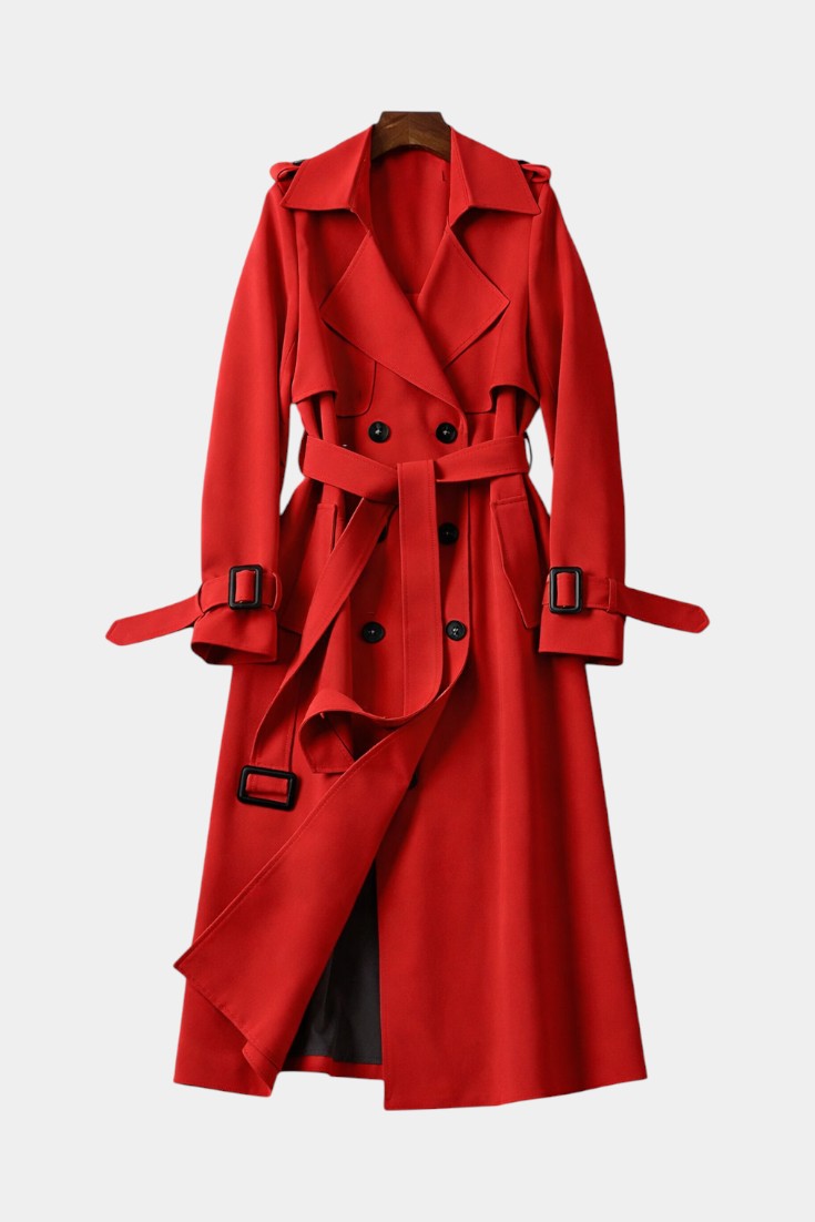 Romane Long Belted Double-Breasted Coat