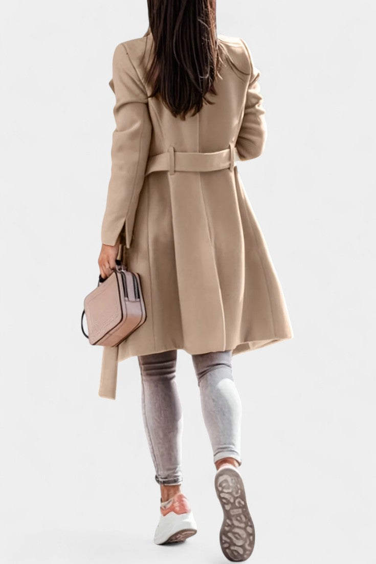 Kaya Long Trench Coat with Straight Silhouette and Belt
