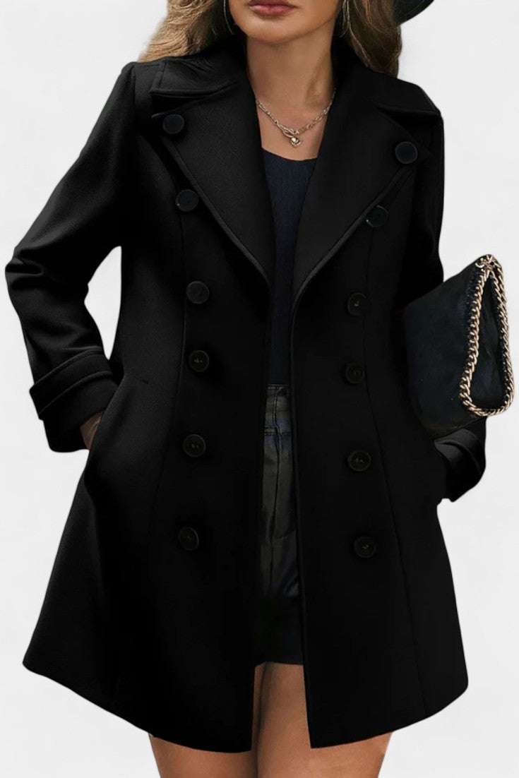 Maïlys Open Coat with Notched Collar and Decorative Buttons