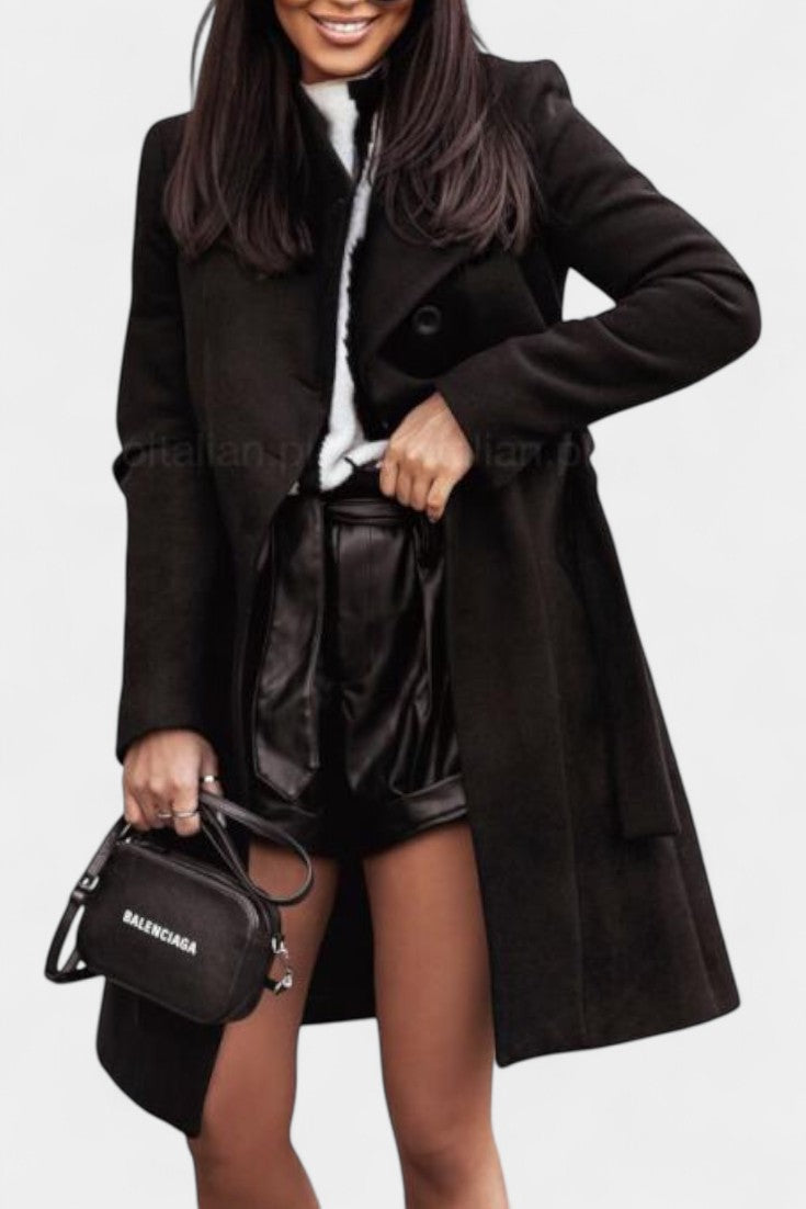 Kaya Long Trench Coat with Straight Silhouette and Belt