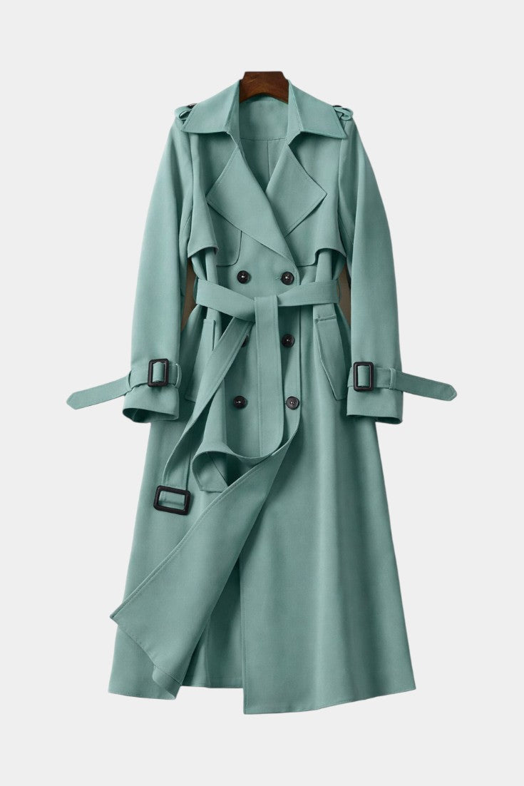 Romane Long Belted Double-Breasted Coat
