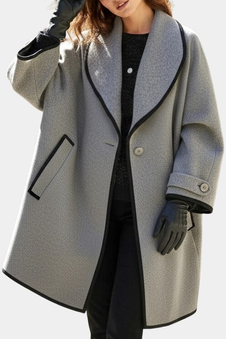 Harper Oversized Wool Blend Coat with Wide Collar