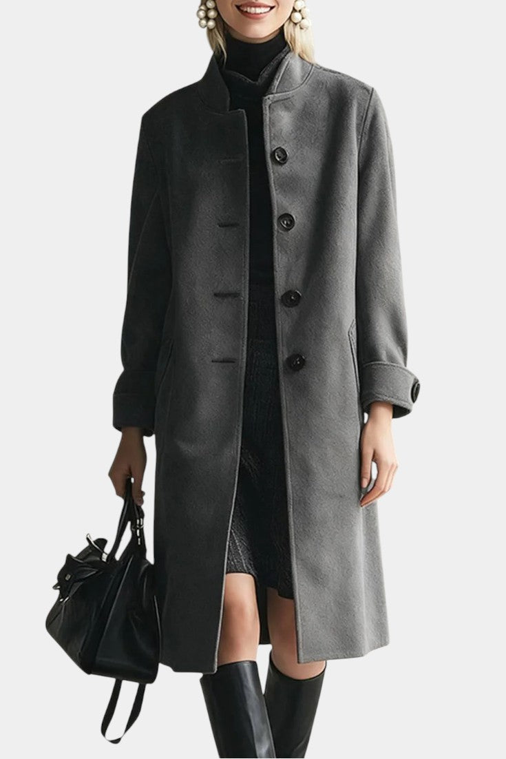 Nicoline Mid-Length Suede Coat with High Collar Vintage