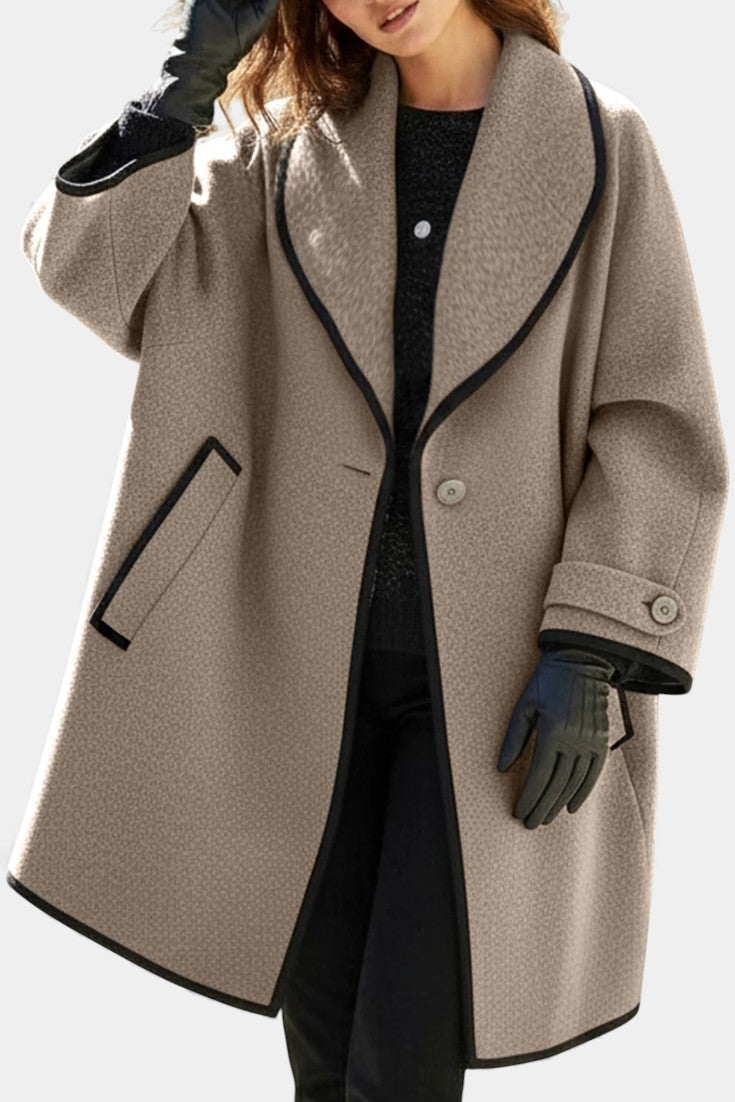 Harper Oversized Wool Blend Coat with Wide Collar