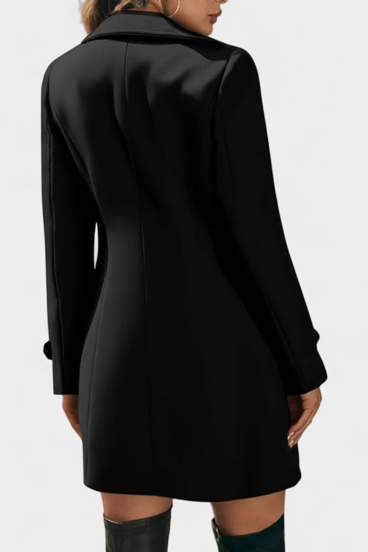 Maïlys Open Coat with Notched Collar and Decorative Buttons