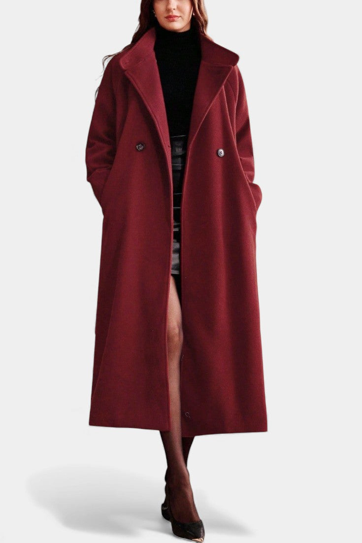Zyana Long Belted Coat with Adjustable Collar