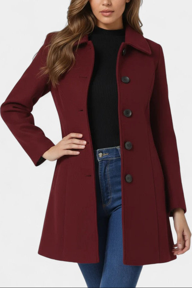 Louane Winter Coat with Single Button and Fitted Waist