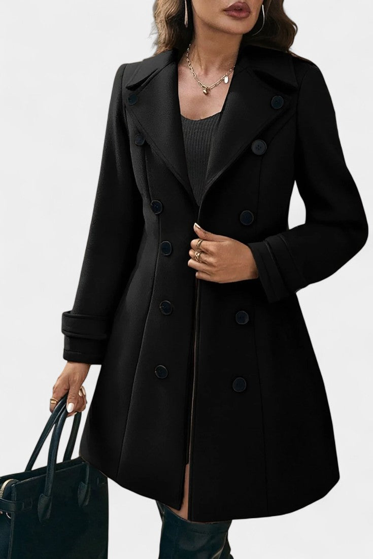 Maïlys Open Coat with Notched Collar and Decorative Buttons