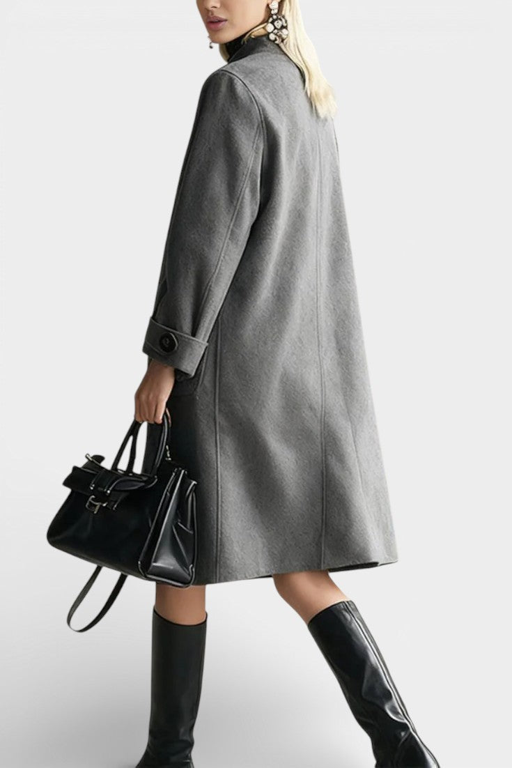 Nicoline Mid-Length Suede Coat with High Collar Vintage