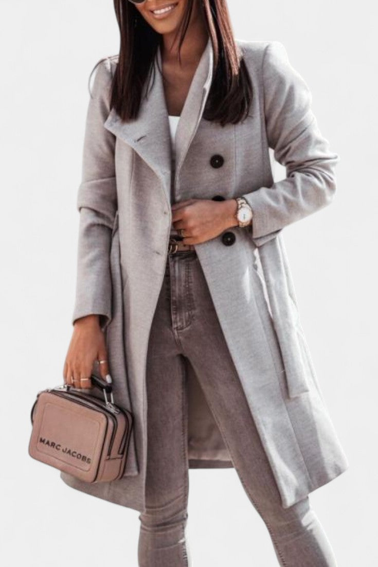 Kaya Long Trench Coat with Straight Silhouette and Belt