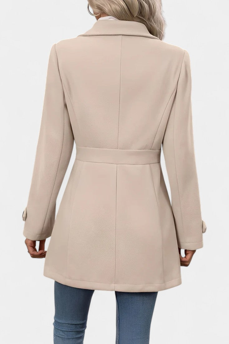 Cléophée Elegant Mid-Length Coat with Adjustable Belt