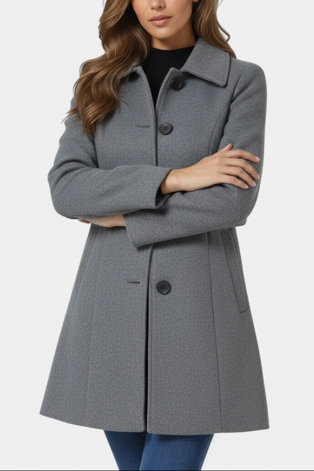 Louane Winter Coat with Single Button and Fitted Waist