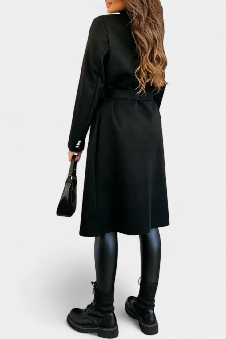 Miguelle Double-Breasted Coat with Tie Belt