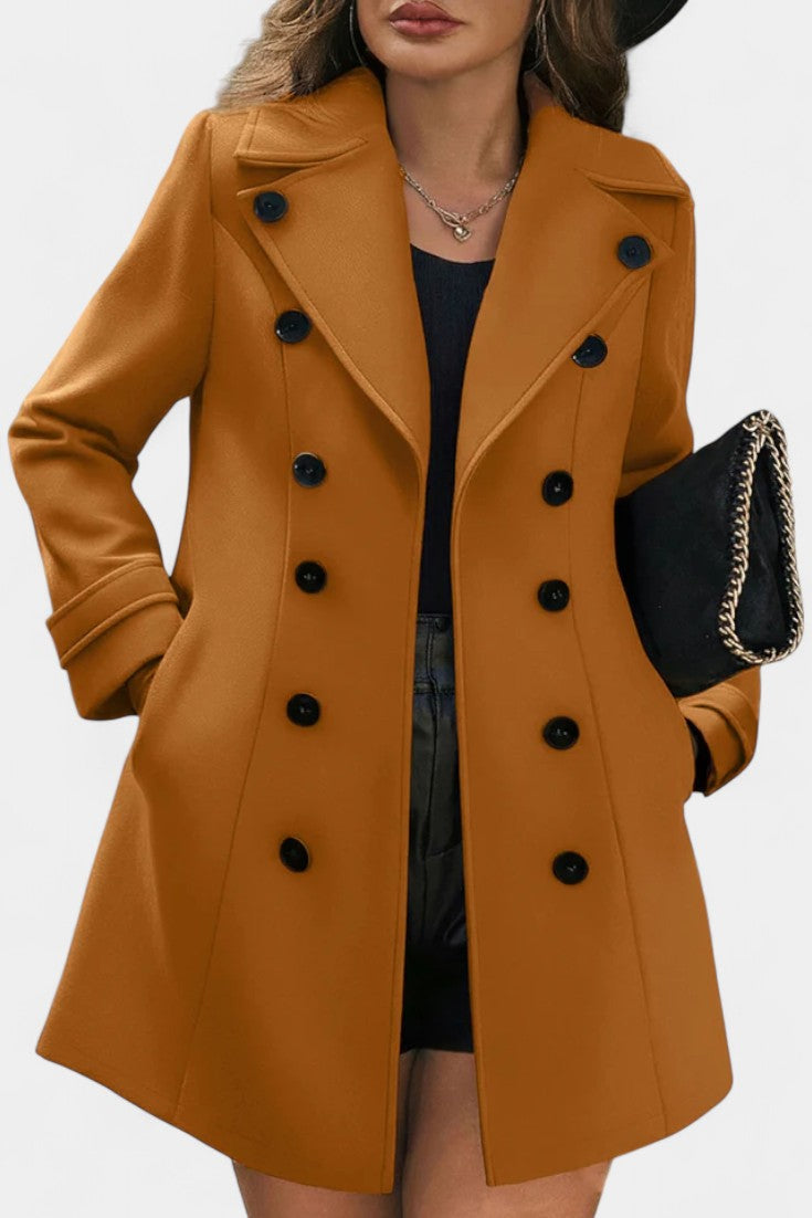 Maïlys Open Coat with Notched Collar and Decorative Buttons