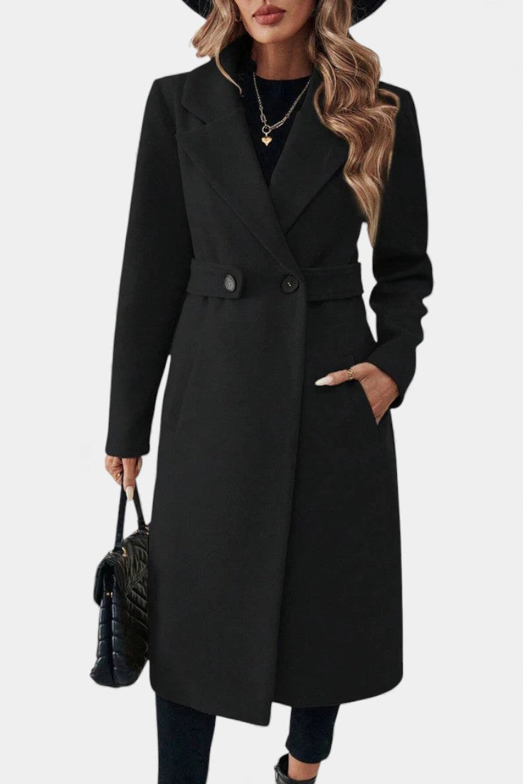 Hédia Classic Double-Breasted Mid-Length Coat