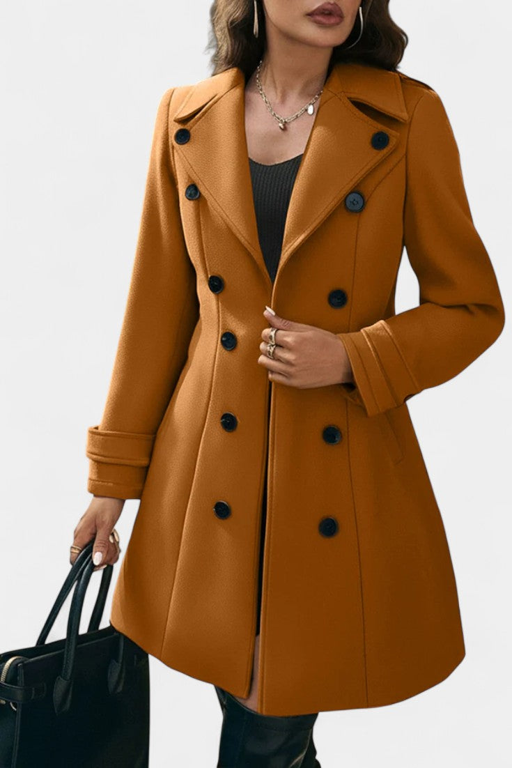 Maïlys Open Coat with Notched Collar and Decorative Buttons