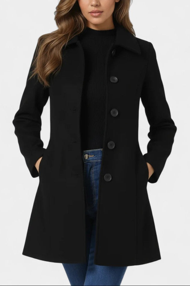 Louane Winter Coat with Single Button and Fitted Waist