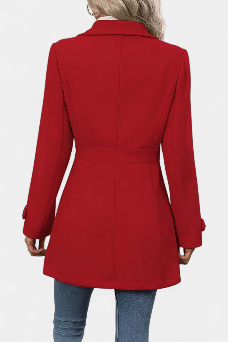 Cléophée Elegant Mid-Length Coat with Adjustable Belt