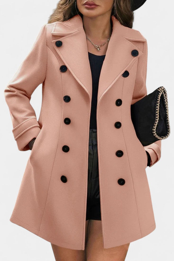 Maïlys Open Coat with Notched Collar and Decorative Buttons
