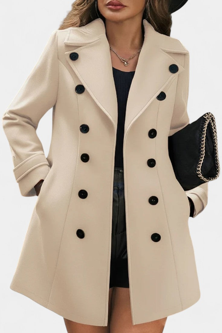 Maïlys Open Coat with Notched Collar and Decorative Buttons