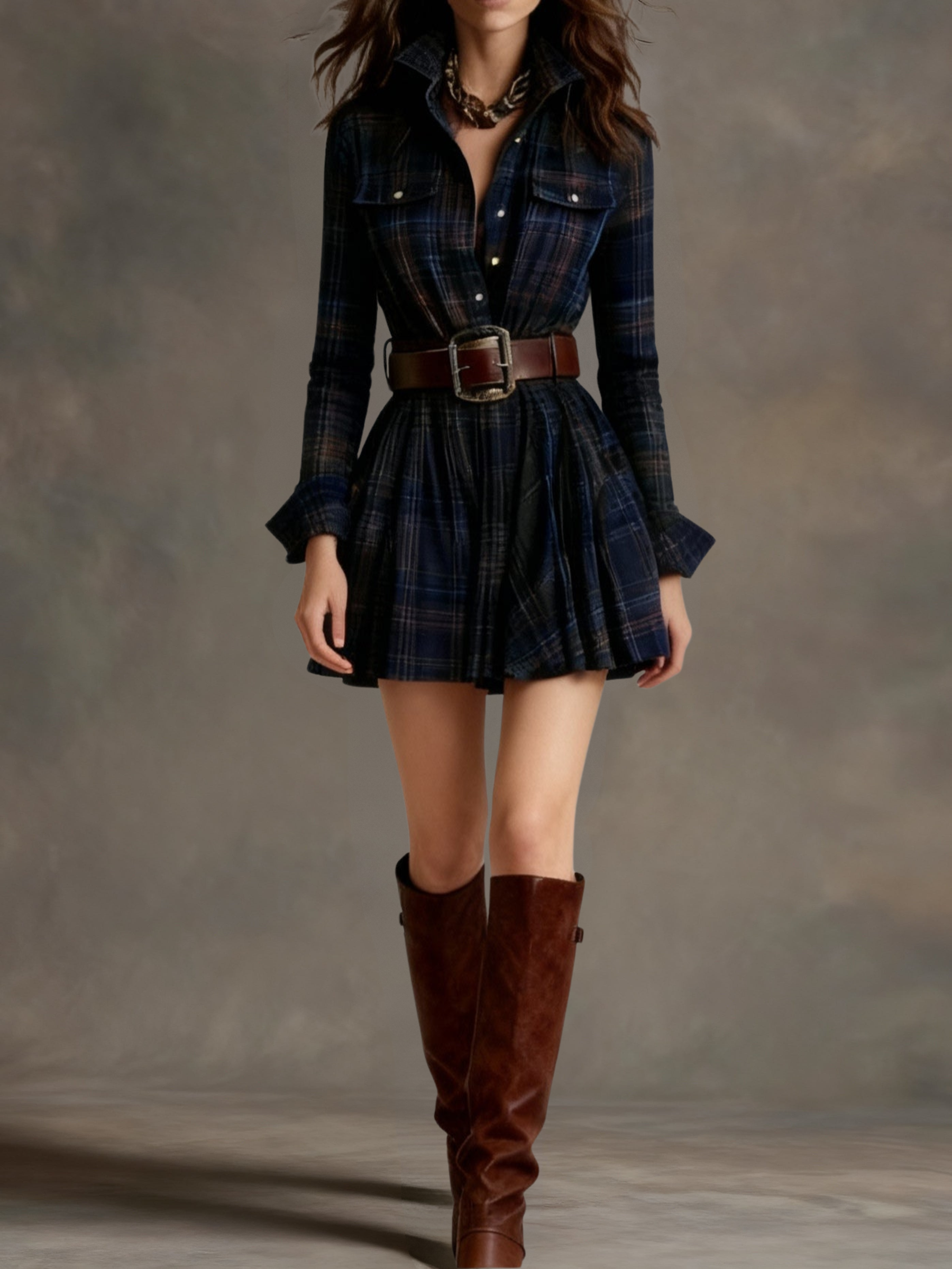 Bárbara | Plaid Shirt Mini Dress