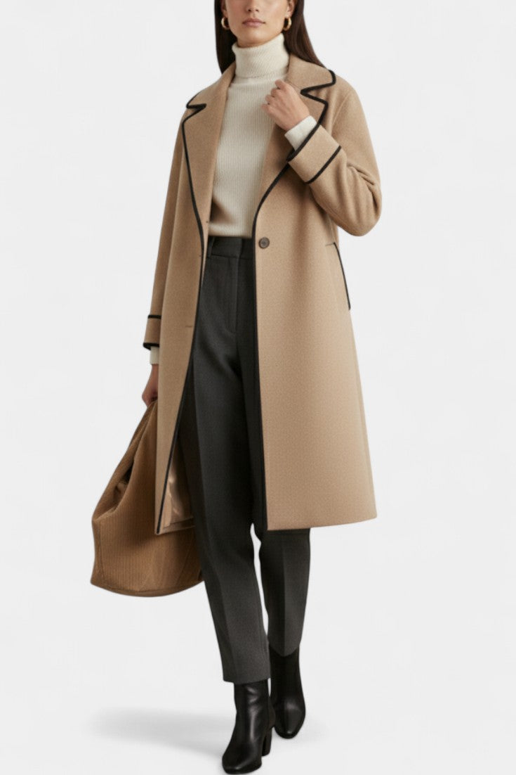 Harper Oversized Wool Blend Coat with Wide Collar