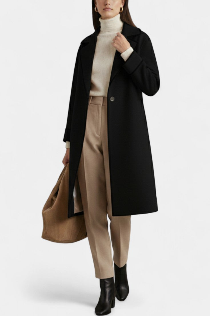 Harper Oversized Wool Blend Coat with Wide Collar