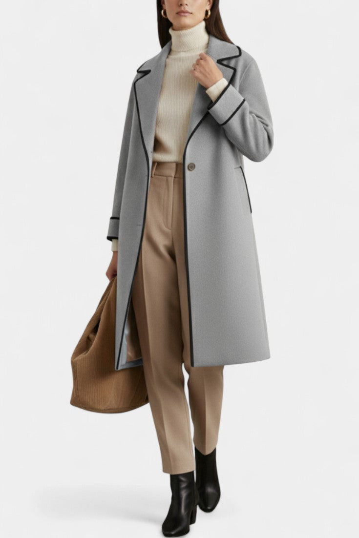 Harper Oversized Wool Blend Coat with Wide Collar
