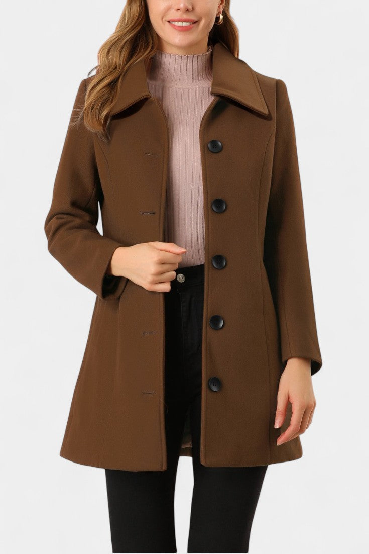 Manea Long Thick Coat with Faux Fur Collar