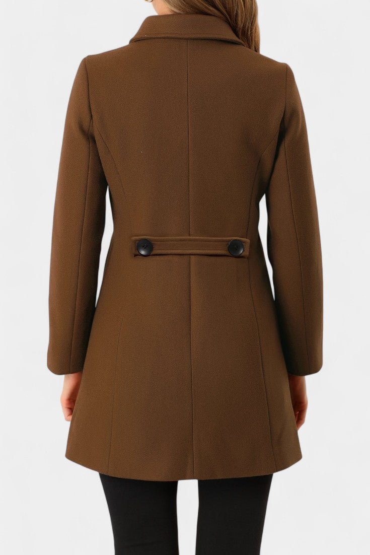 Manea Long Thick Coat with Faux Fur Collar