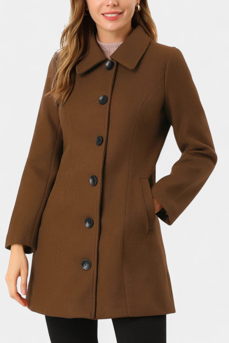 Manea Long Thick Coat with Faux Fur Collar