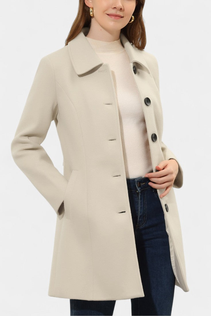 Manea Long Thick Coat with Faux Fur Collar