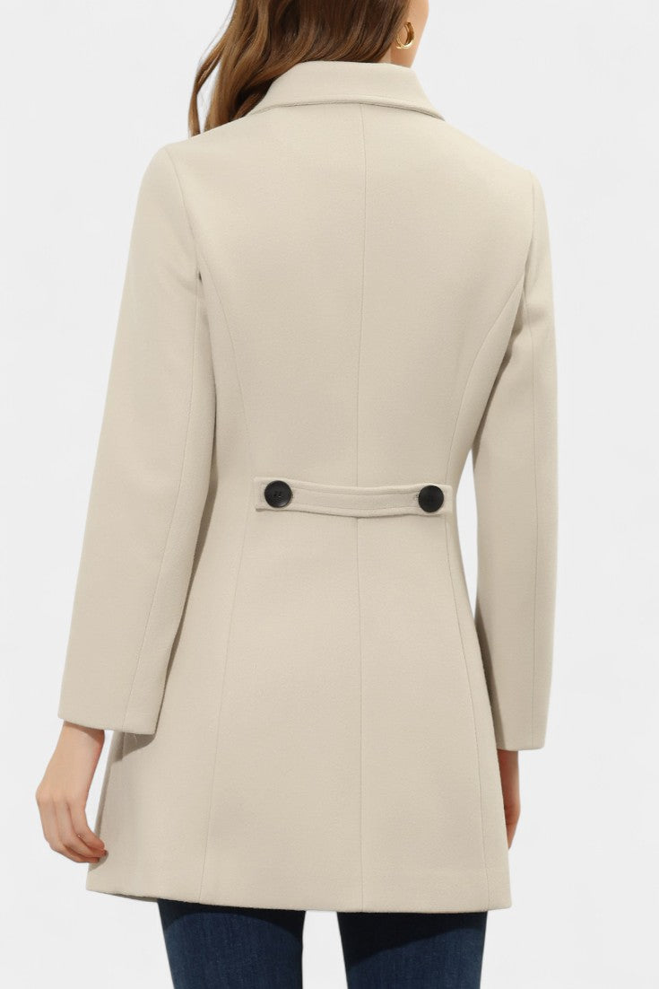 Manea Long Thick Coat with Faux Fur Collar