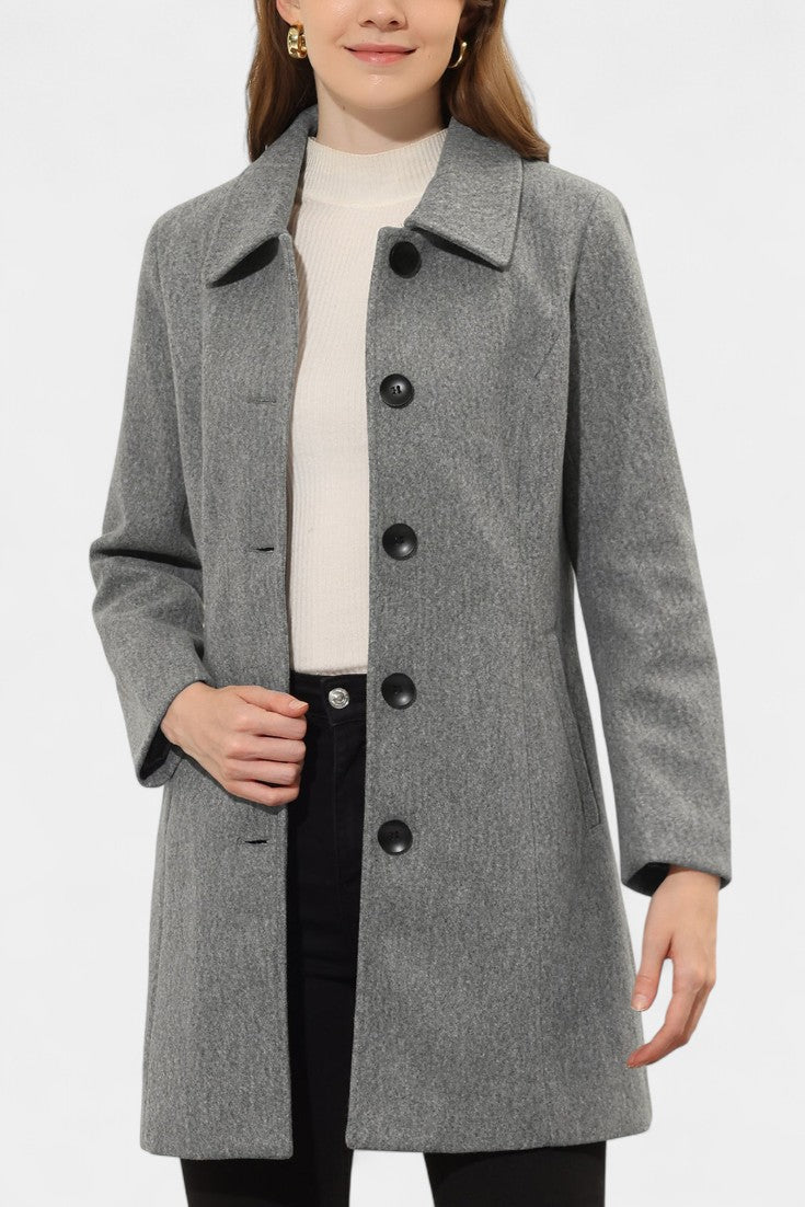 Manea Long Thick Coat with Faux Fur Collar