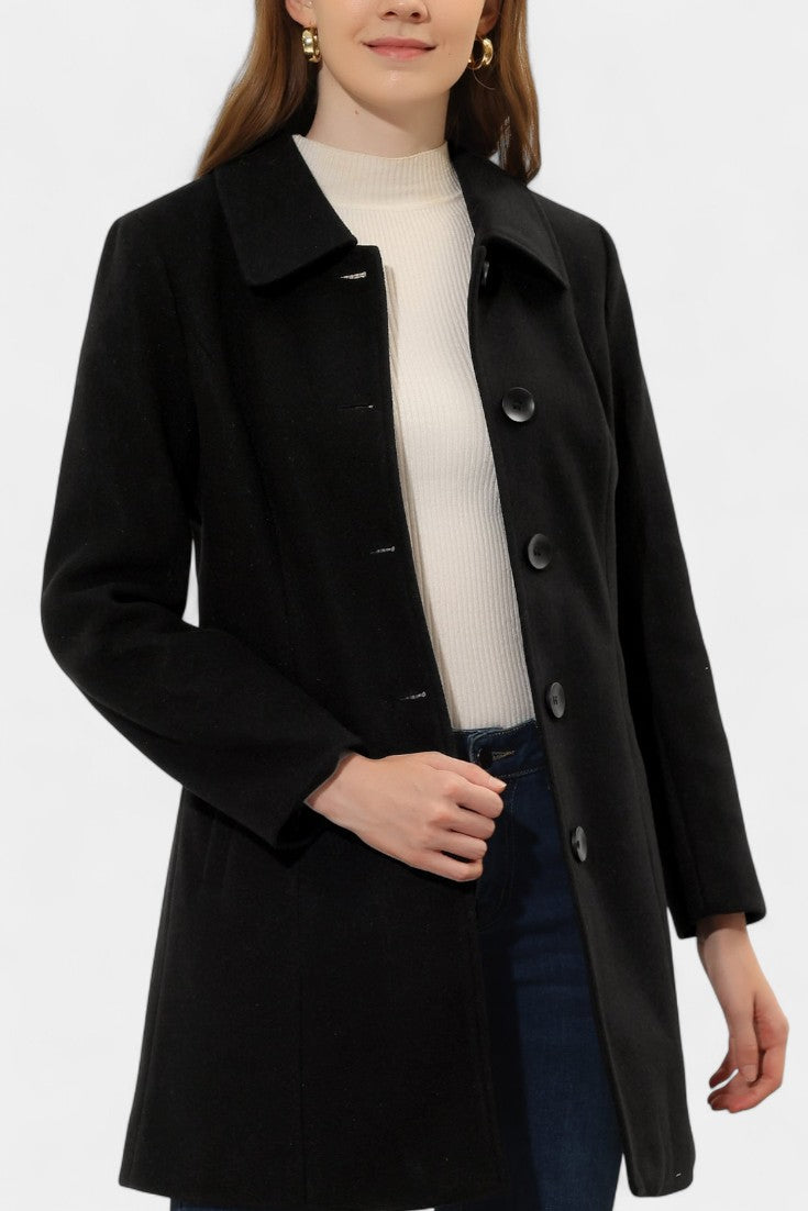 Manea Long Thick Coat with Faux Fur Collar