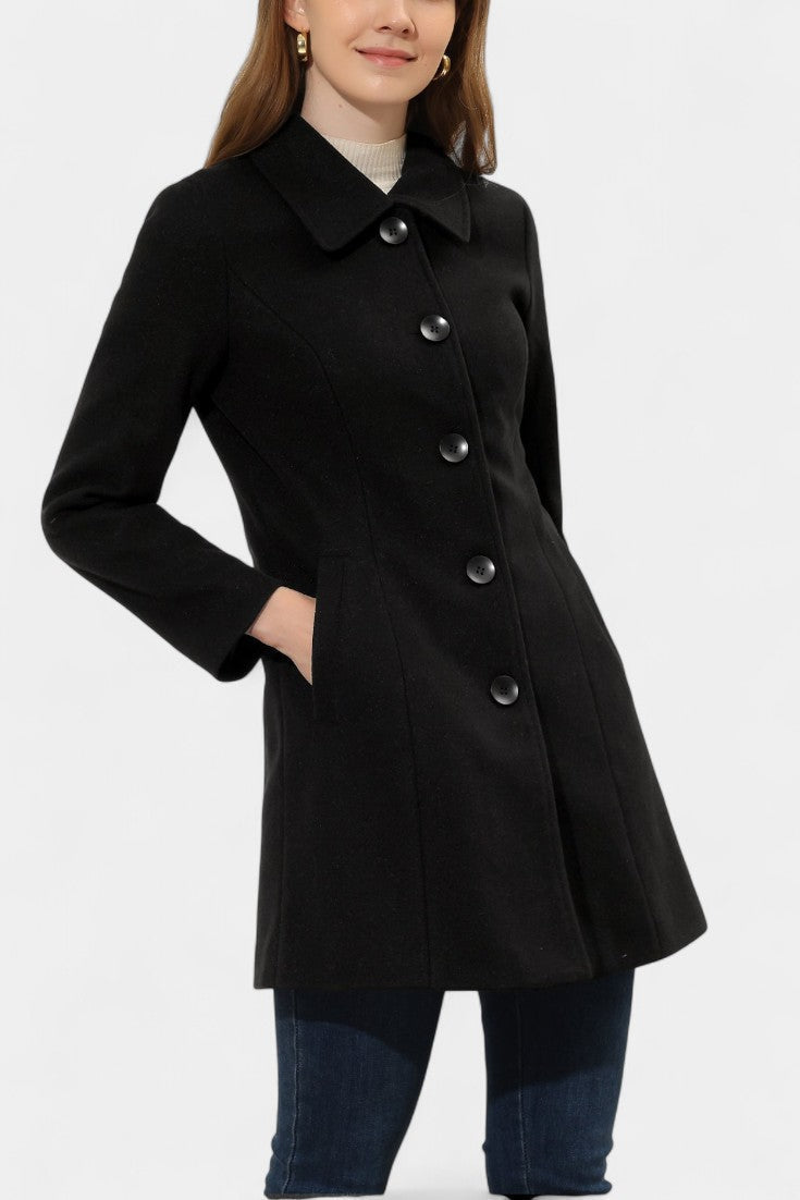 Manea Long Thick Coat with Faux Fur Collar
