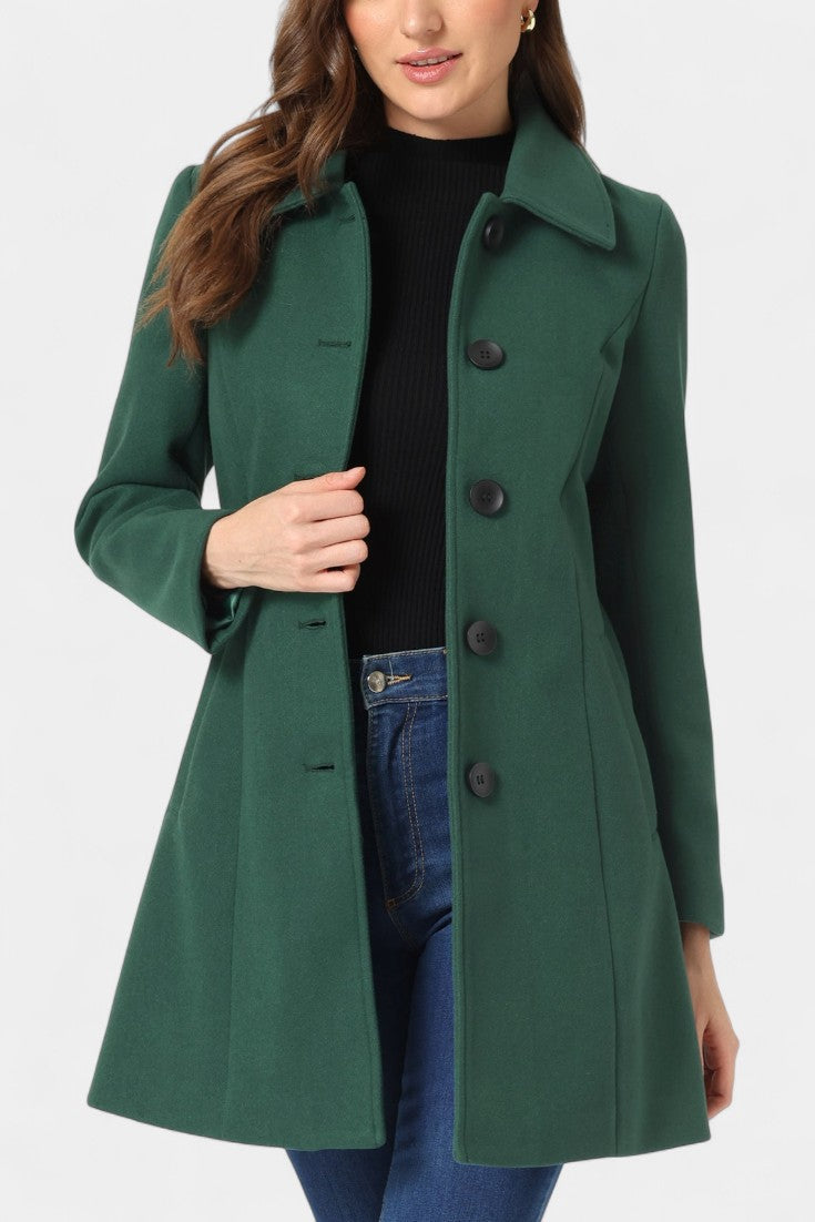 Manea Long Thick Coat with Faux Fur Collar