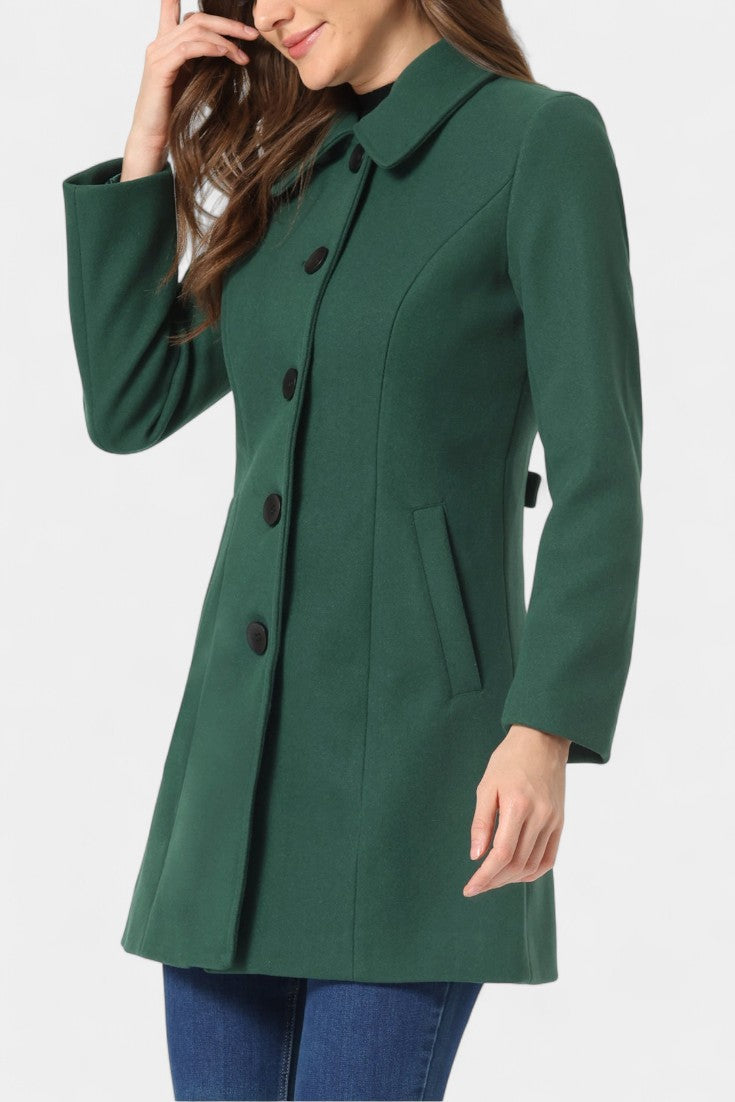 Manea Long Thick Coat with Faux Fur Collar