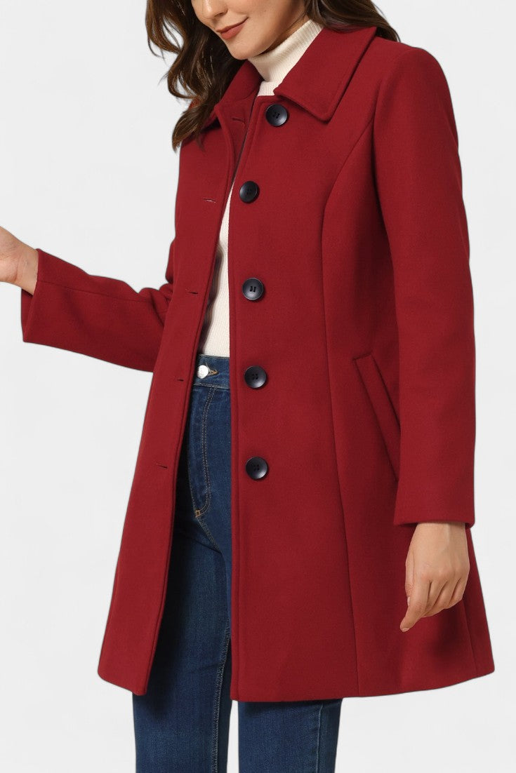 Manea Long Thick Coat with Faux Fur Collar