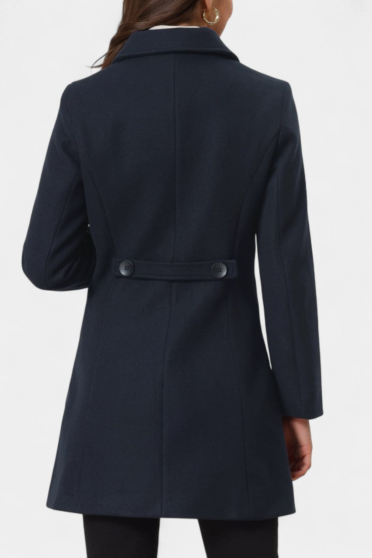 Manea Long Thick Coat with Faux Fur Collar